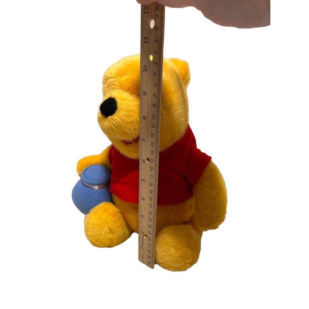DISNEY Vintage Winnie-the-Pooh With Honey Pot Plush 10” Red Shirt - Picture 10 of 13